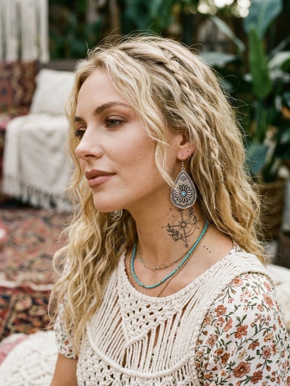 Southwestern Faux Turquoise Concho Earrings